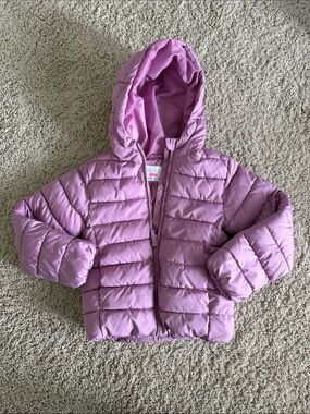Children's Place Girls' Lilac Quilted Hooded Puffer Jacket size small 5/6